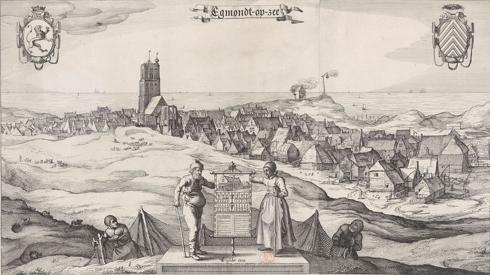 Gezicht op Egmond aan Zee (1615 - 1618) by Claes Jansz Visscher II and Claes Jansz Visscher II