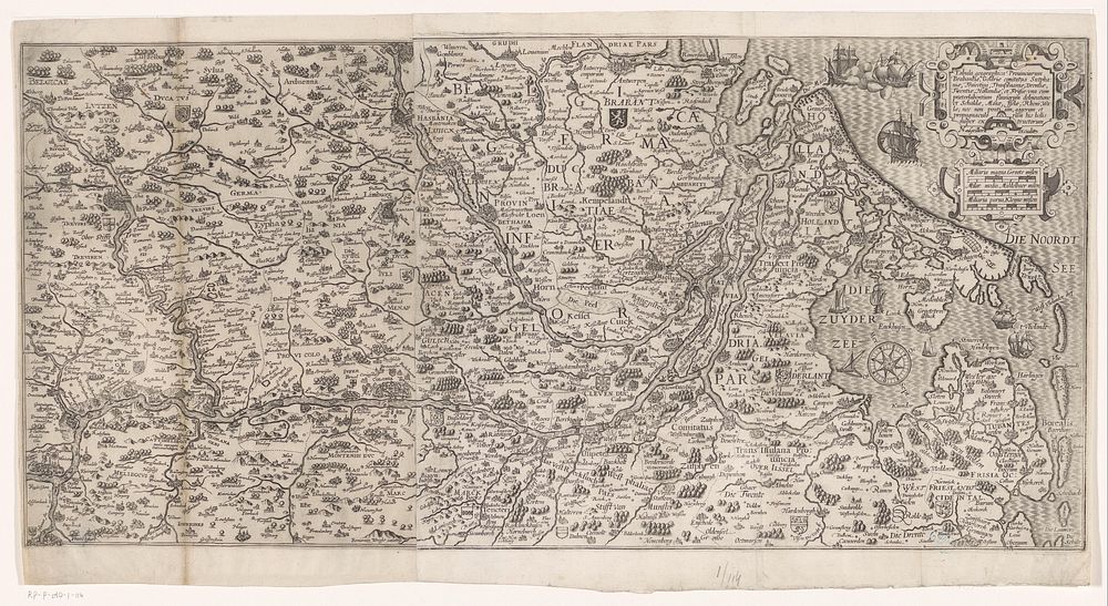 Kaart van het gebied rond de Rijn (1630) by Benjamin Wright and Nicolaes van Geelkercken