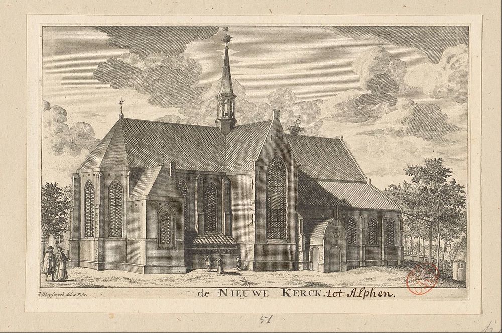 Gezicht op de Nieuwe Kerk te Alphen aan den Rijn (1714 - 1728) by François van Bleyswijck, François van Bleyswijck, Hendrik…