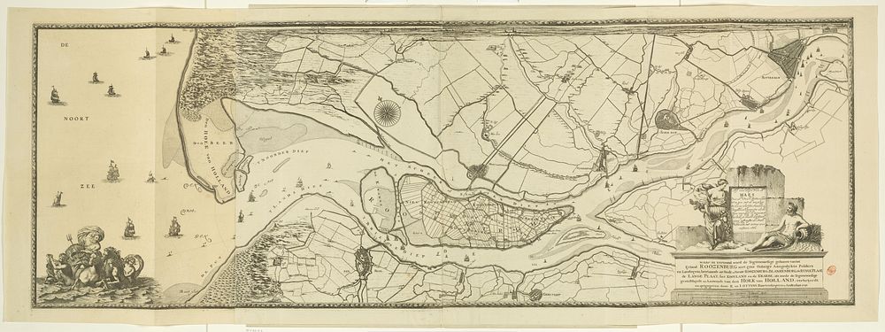 Kaart van de Maas van Rotterdam tot de Noordzee (1740) by Joost van Geel, Joost van Geel, Reinier Ottens I  and Josua, Jacob…