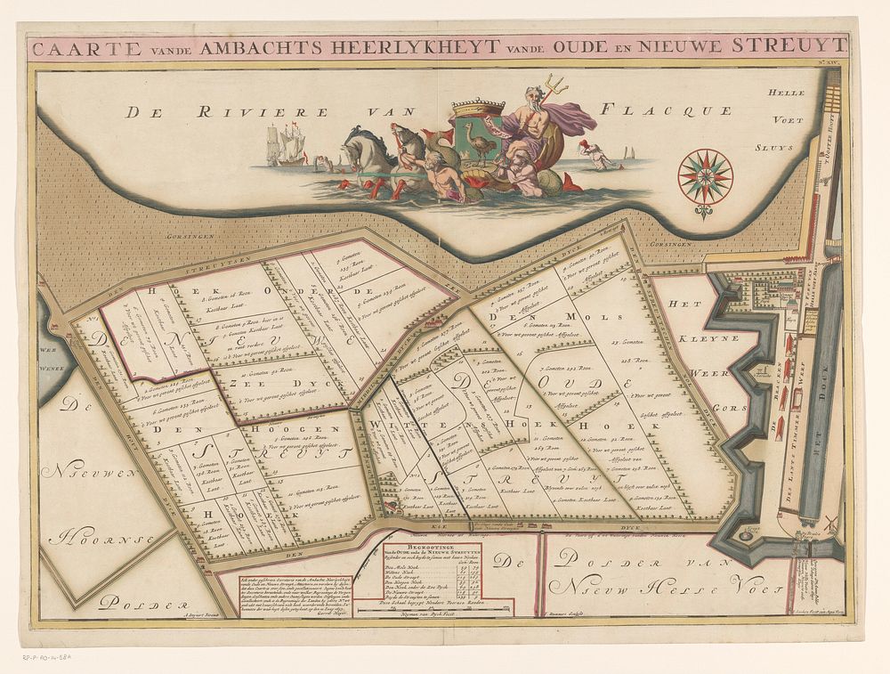 Kaart van de ambachtsheerlijkheid Oude en Nieuwe Struiten (1701 - 1729) by Jan Stemmers, Jan Luyken, A Steyaart, Heyman van…