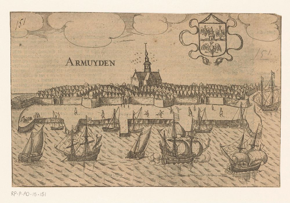 Gezicht op Arnemuiden (1617) by anonymous, Jan Jansz and Abraham van Herwijck
