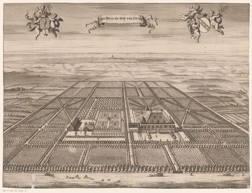 Gezicht op de buitenplaats Huis ten Duyne (1696) by anonymous, Johannes Meertens and Abraham van Someren