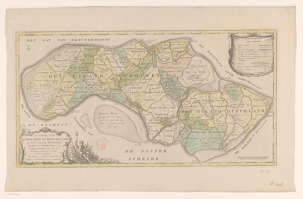 Kaart van Schouwen-Duiveland (1753 - 1760) by anonymous, Anthony Hattinga, David Willem Carel Hattinga, Isaak Tirion and…