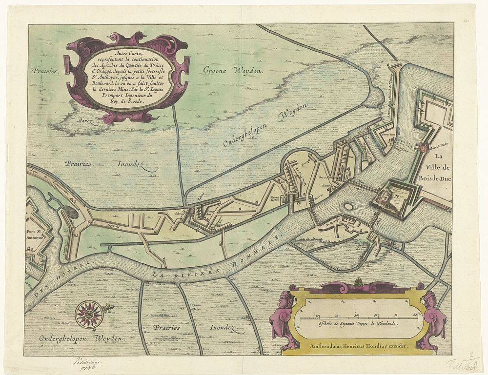 Loopgraven van het Staatse leger vanaf het fort Sint-Anthonie tot aan de stad, tijdens het beleg van Den Bosch, 1629 (1629 -…