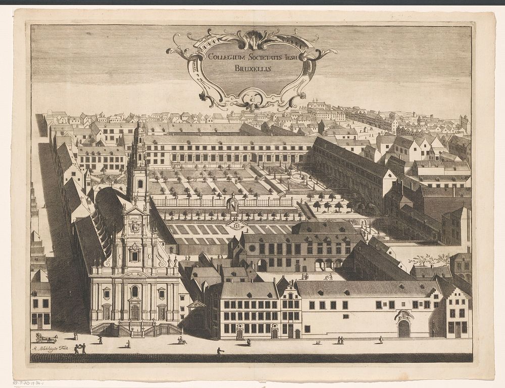 Gezicht op de Jezuïetenkerk en het Jezuïtencollege, te Brussel (1727 - 1734) by Reynier Blokhuysen, Christiaan van Lom and…