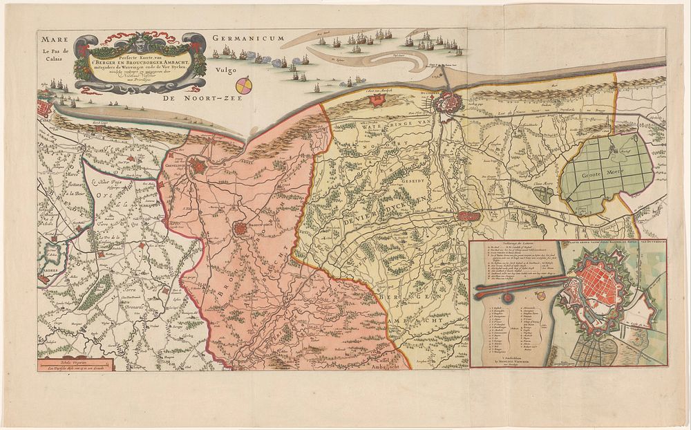 Kaart van de kust van Frans-Vlaanderen (1677 - 1720) by anonymous, Nicolaes Visscher I, Nicolaes Visscher II, weduwe…