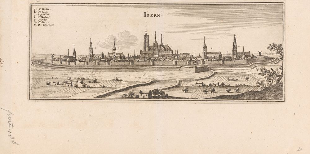 Gezicht op Ieper (1654 - c. 1700) by Caspar Merian and Caspar Merian