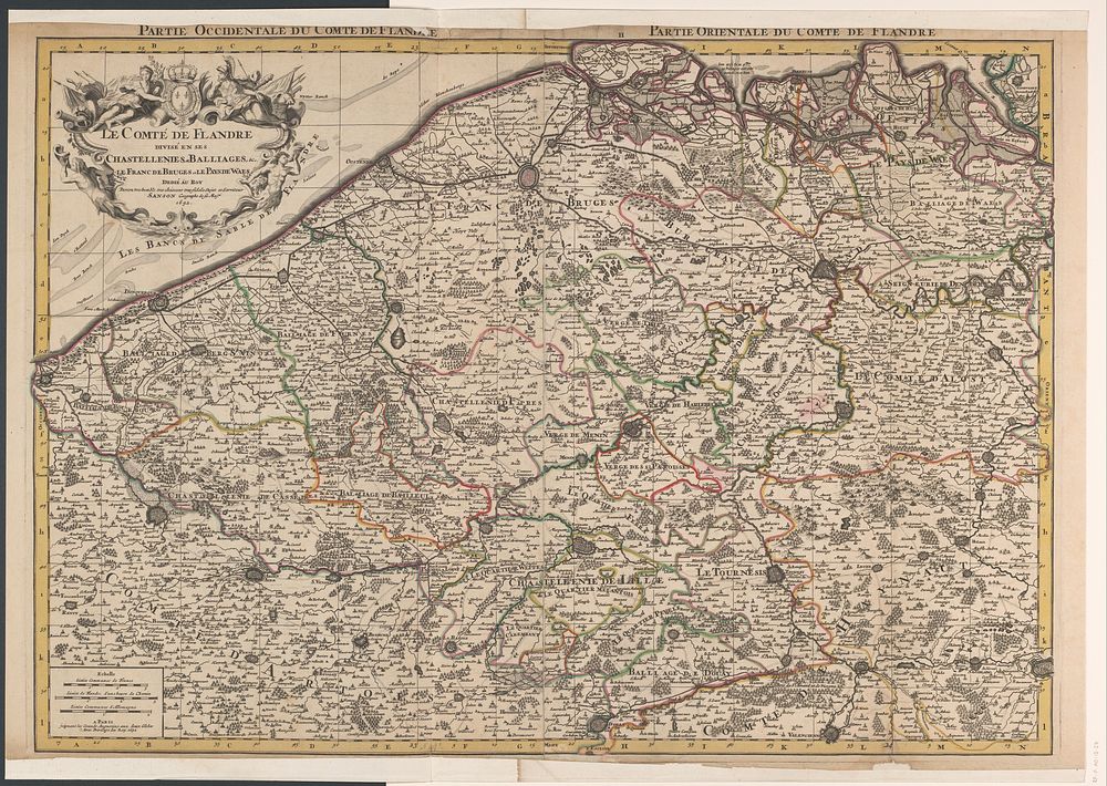 Kaart van het graafschap Vlaanderen (1692) by anonymous, Nicolas Sanson I, Guillaume Sanson, Adrien Sanson, Alexis Hubert…