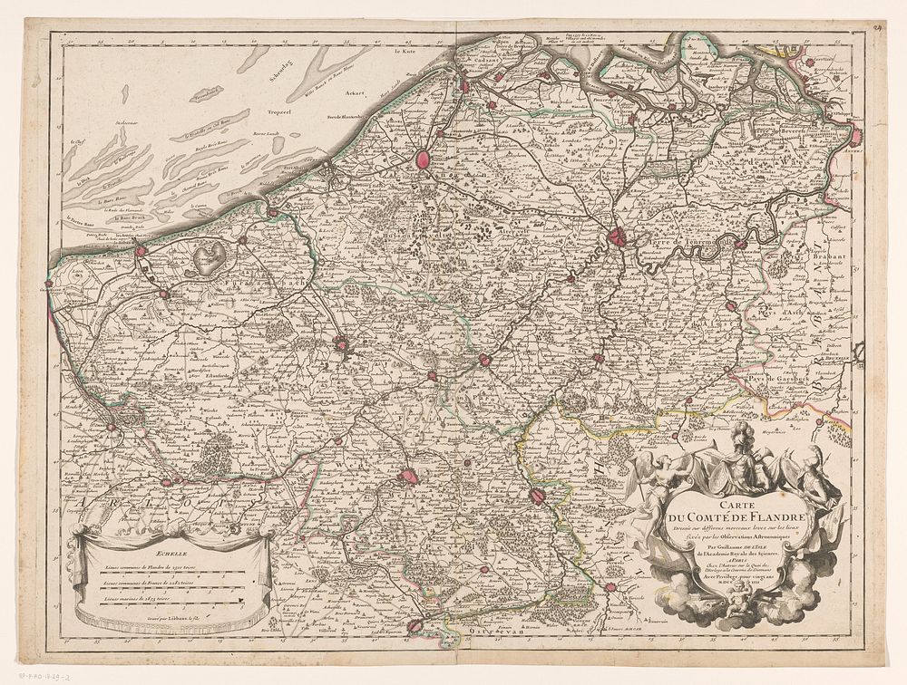 Kaart van het graafschap Vlaanderen (1704) by Henri Liébaux fils, Guillaume Delisle, Guillaume Delisle, Lodewijk XIV koning…
