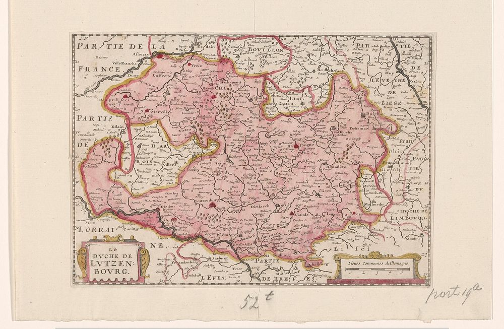 Kaart van het hertogdom Luxemburg (c. 1660 - 1696) by anonymous, Jacob Aertsz Colom I, Pieter van Alphen and Pieter van der…