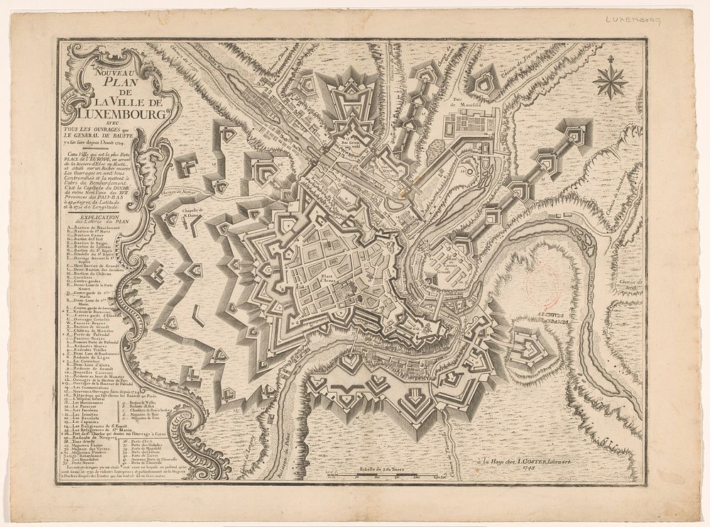Vestingplattegrond van Luxemburg (1748) by anonymous and Jacobus Coster