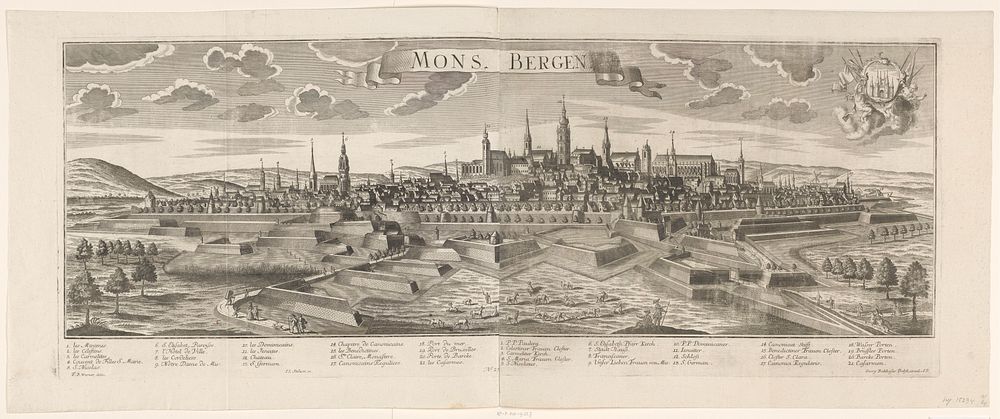 Gezicht op Bergen (Mons) (1766 - 1790) by Johann Jakob Stelzer, Friedrich Bernhard Werner and Georg Balthasar Probst