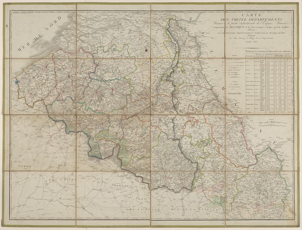 Kaart van de Zuidelijke Nederlanden en Noord-Frankrijk (1807) by anonymous and Pierre Grégoire Chanlaire