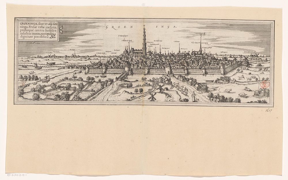 Stadsgezicht van Groningen (1572) by Frans Hogenberg, Symon Novelanus, Georg Braun and Theodorus Graminaeus