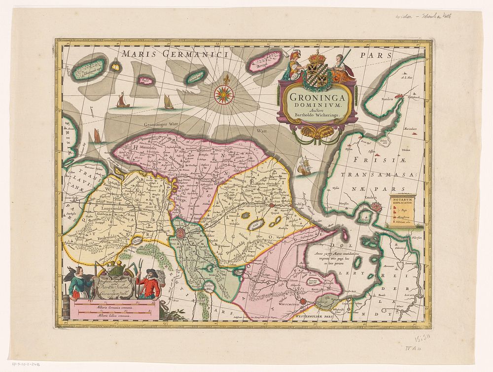 Kaart van de provincie Groningen (1709) by Evert Simonsz Hamersvelt, Salomon Rogiers, Barthold Wicheringe, Pieter Schenk I…