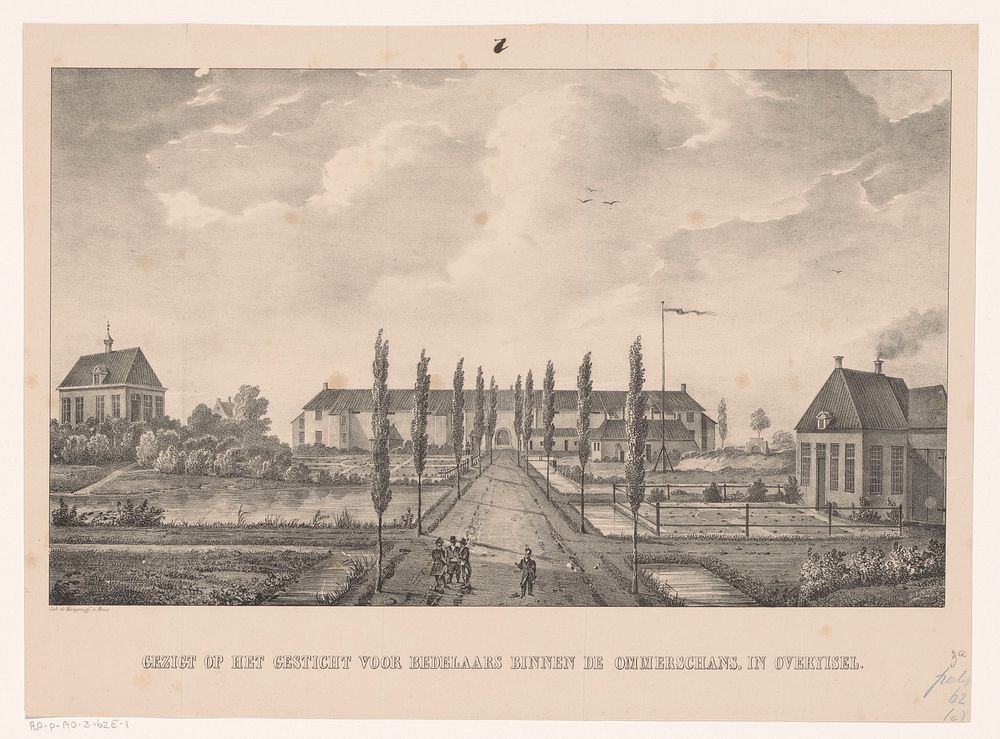 Gesticht voor bedelaars binnen de Ommerschans (voorzijde), 1819 (1825 - 1835) by J Van Genk and Burggraaff