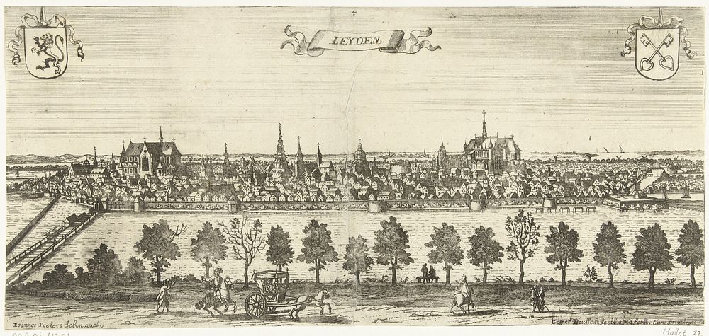 Gezicht op Leiden (1675 - 1679) by Gaspar Bouttats, Jan Peeters 1624 1678 and Gaspar Bouttats