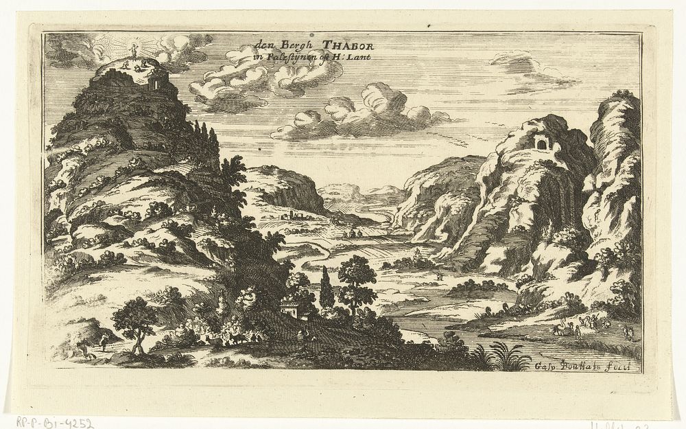 Gezicht op de berg Tabor en de transfiguratie van Christus (1672) by Gaspar Bouttats, Jan Peeters I and Jan Peeters I