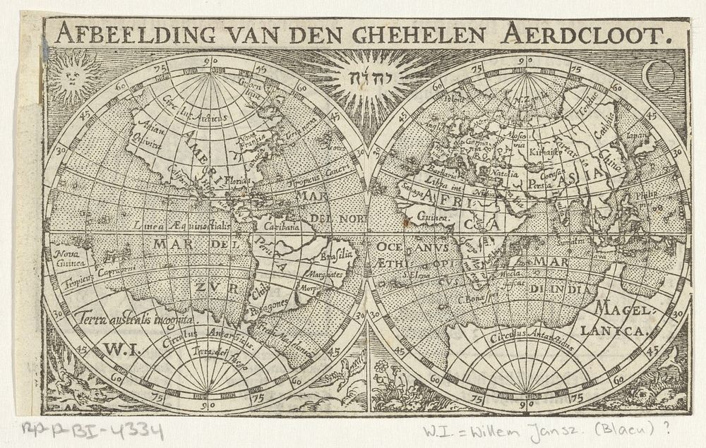 Wereldkaart (1600 - 1699) by anonymous and Dirck de Bray