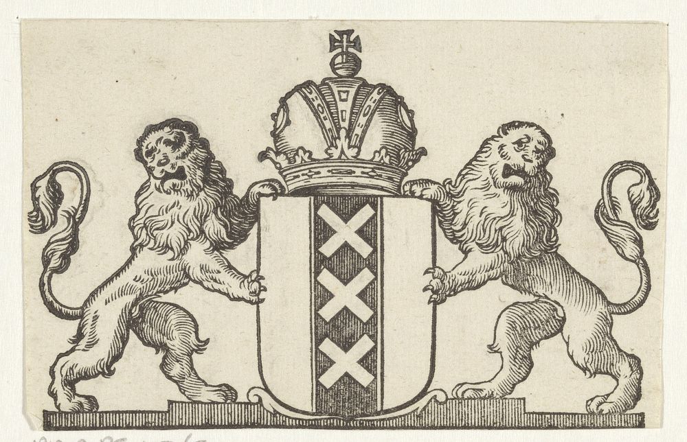 Vignet met het wapen van de stad Amsterdam (1600 - 1699) by anonymous and Dirck de Bray