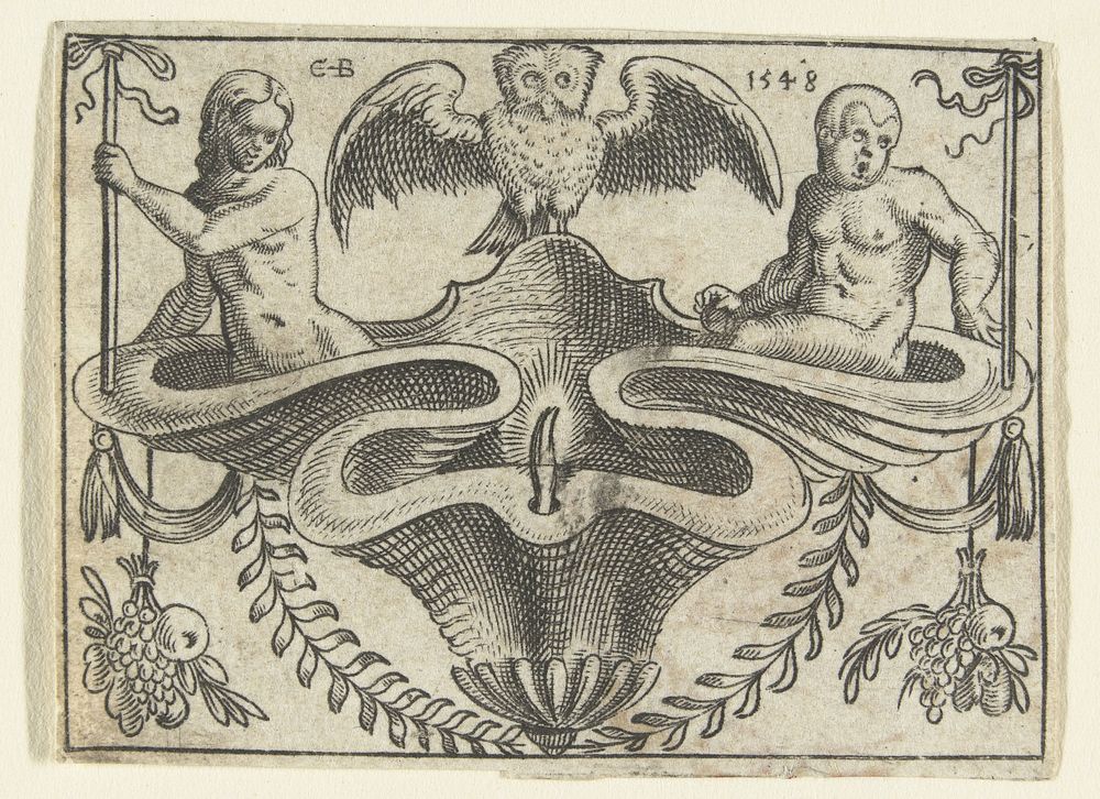 Vlakdecoratie met gegolfd bekken (1548) by anonymous and Cornelis Bos