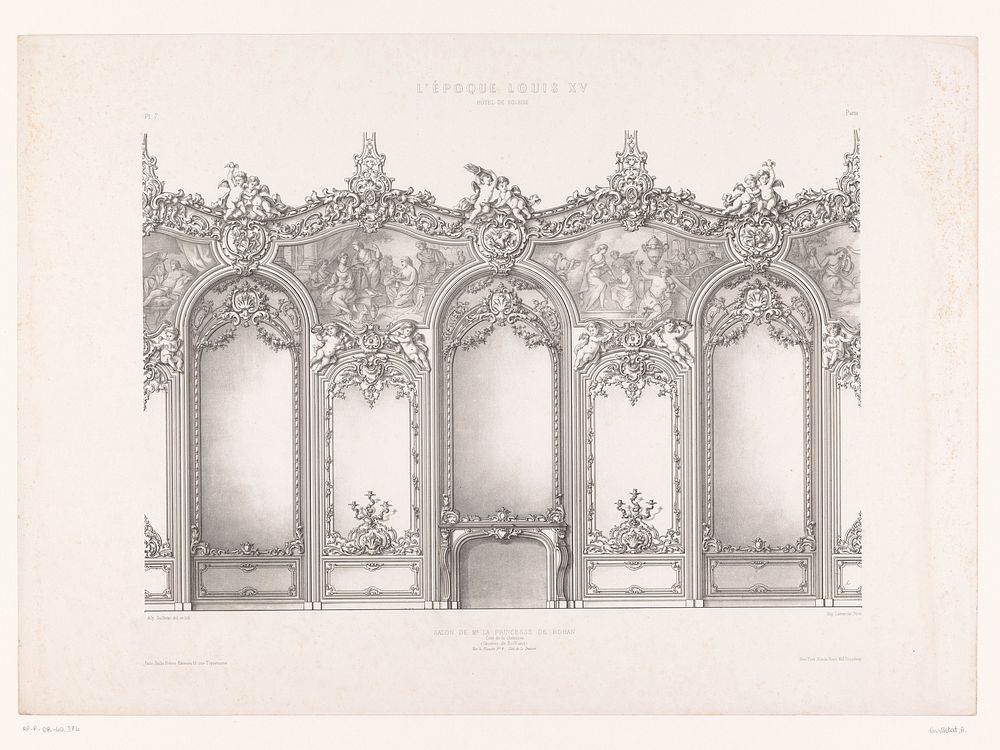 Wand in de salon van de prinses van Rohan in Hôtel de Soubise (1859) by Alphonse Guilletat, Alphonse Guilletat, Germain…