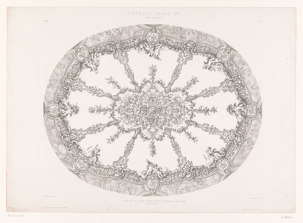Plafond van de ovale salon van de prinses van Rohan in Hôtel de Soubise (1859) by Alphonse Guilletat, Alphonse Guilletat…