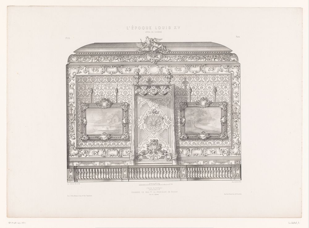 Wand in de kamer van de prinses van Rohan in Hôtel de Soubise (1859) by Alphonse Guilletat, Alphonse Guilletat, Germain…