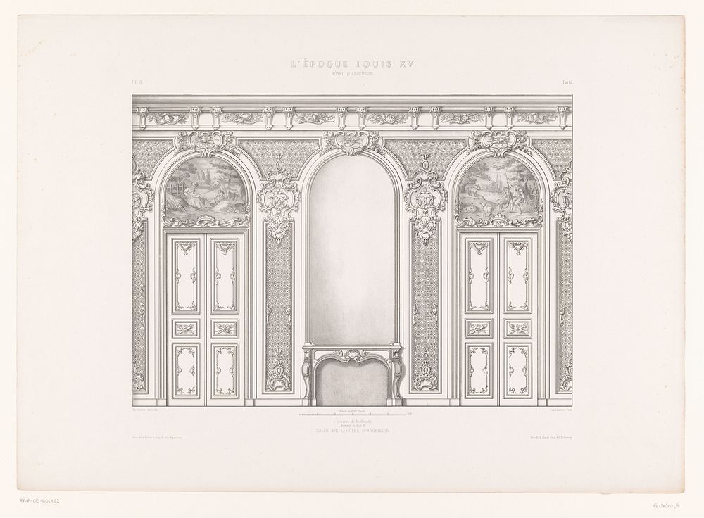 Wand in de salon van Hôtel d' Argenson (1859) by Alphonse Guilletat, Alphonse Guilletat, Germain Boffrand, Joseph Rose…