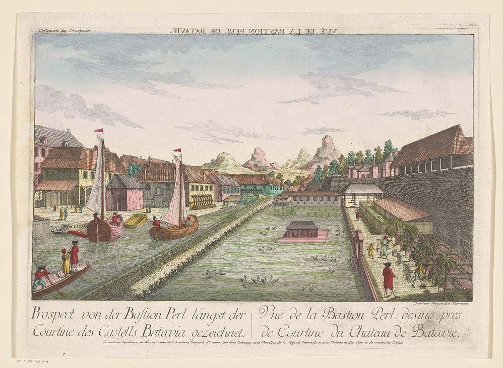 Gezicht op het hoekbastion Parel, onderdeel van Kasteel Batavia (1755 - 1779) by Kaiserlich Franziskische Akademie, Franz…