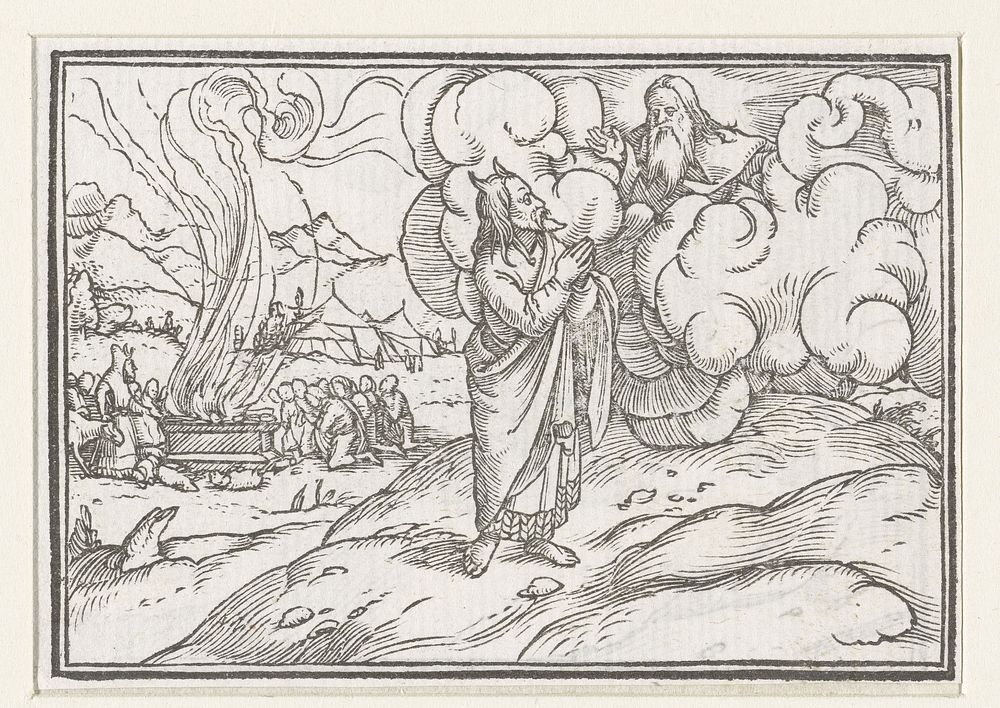 Mozes leert van God hoe de Israëlieten moeten offeren (1538) by Hans Holbein II and Veit Rudolf Specklin