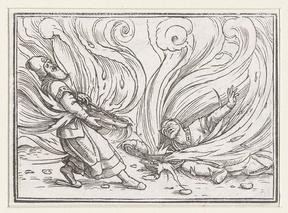 Nadab en Abihu gedood door vlammen (1538) by Hans Holbein II and Veit Rudolf Specklin