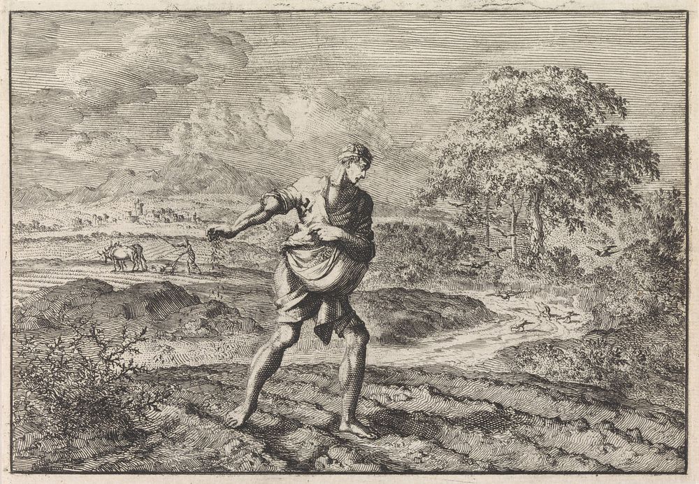 Gelijkenis van de zaaier en het koninkrijk der hemelen (1703) by Jan Luyken and Pieter Mortier I