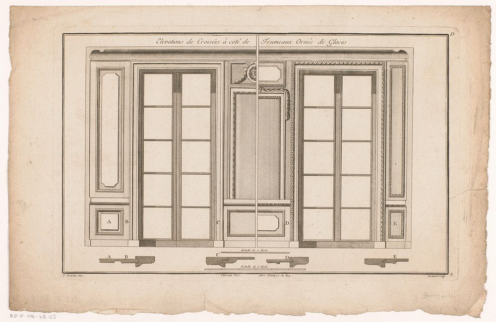 Twee vensters en panelen (1752 - 1769) by Jean Baptiste Bichard, Juste Nathan François Boucher, Jacques François Chéreau and…