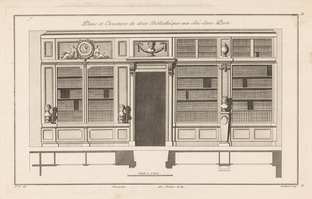 Deur en twee boekenkasten (1752 - 1794) by Pierre Gabriel Berthault, Juste Nathan François Boucher, Jacques François Chéreau…
