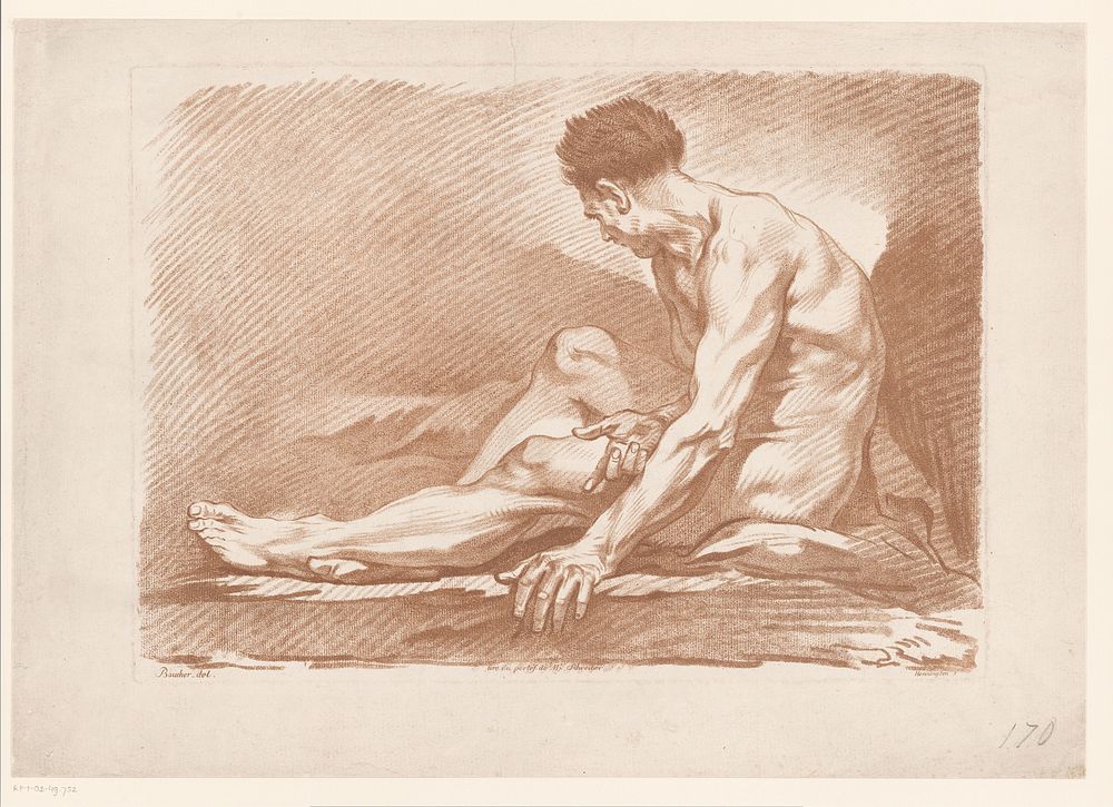 Studie zittende man (1700 - 1759) by Isak Henningsen and François Boucher