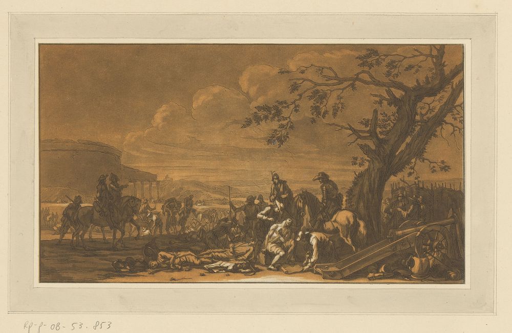 Verzorgen van de gewonden na de veldslag (1718 - 1781) by Christian Rugendas, Georg Philipp Rugendas and Christian Rugendas