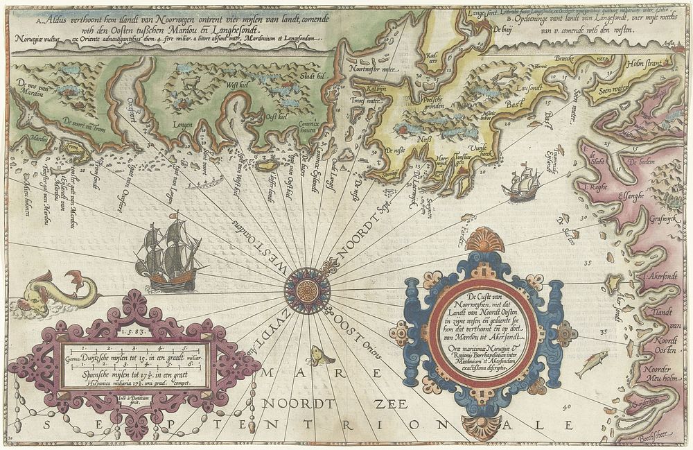 Kaart van de kust van Noorwegen en Zweden tussen Merdøy en Uddevalla (1580 - 1583) by Joannes van Doetechum I, Lucas Jansz…