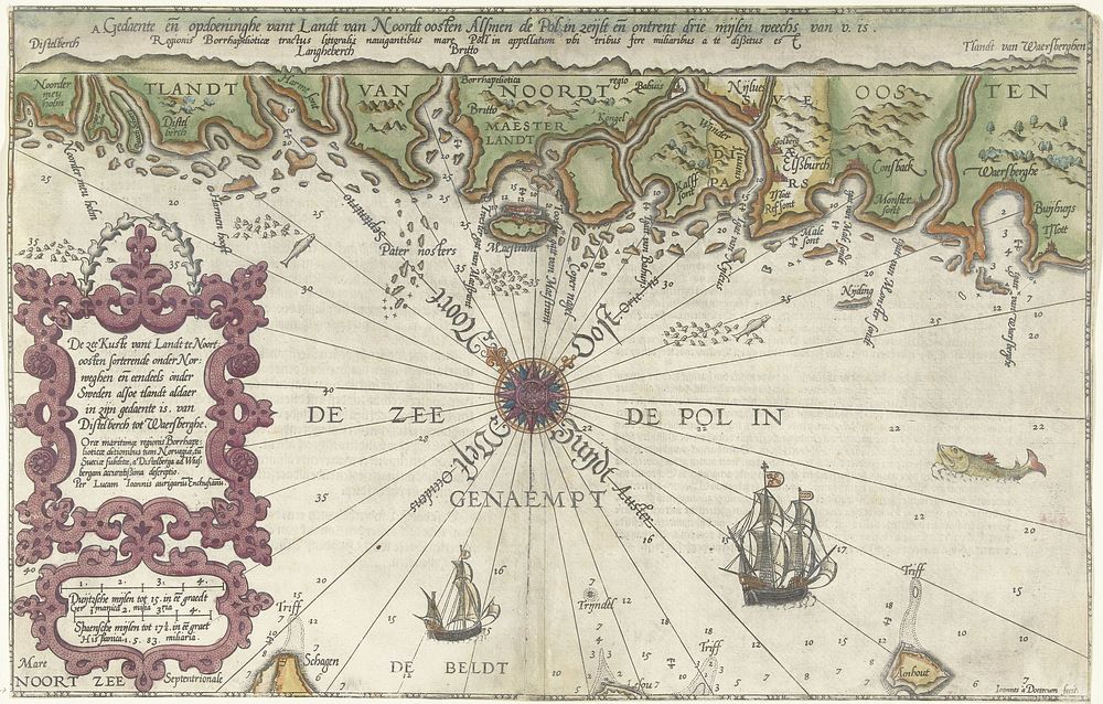 Kaart een deel van de kust van Noorwegen en Zweden (1580 - 1583) by Joannes van Doetechum I, Lucas Jansz Wagenaer and Staten…