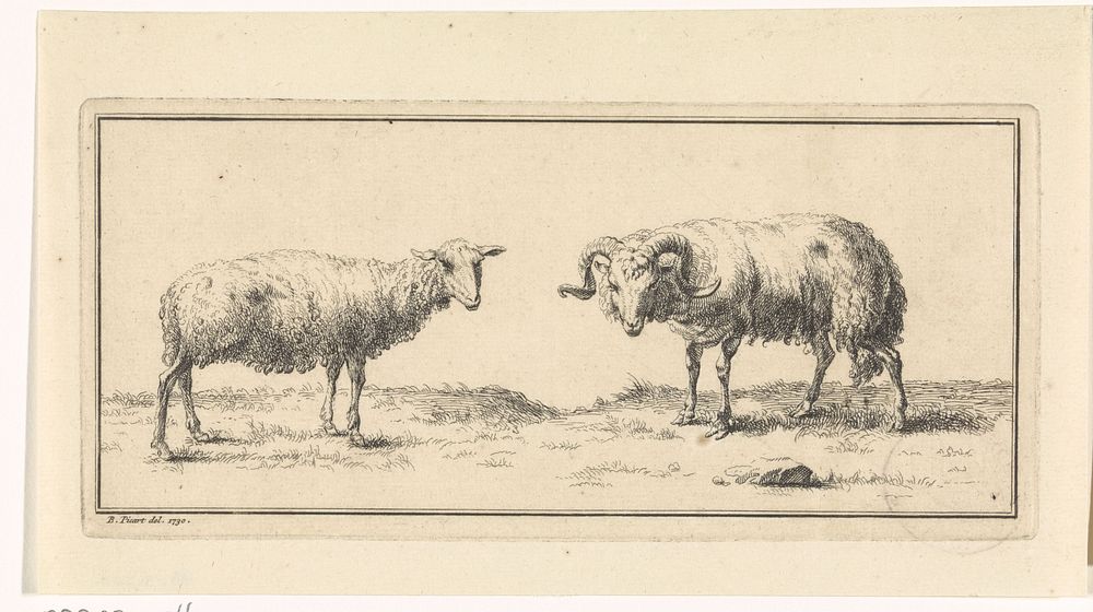 Landschap met schaap en ram (1730) by Bernard Picart and Bernard Picart