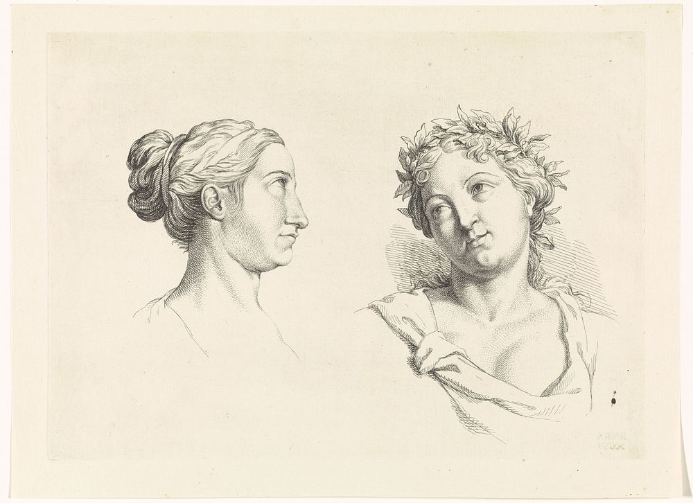 Studies van vrouwenhoofd en -buste (1683 - 1733) by Bernard Picart