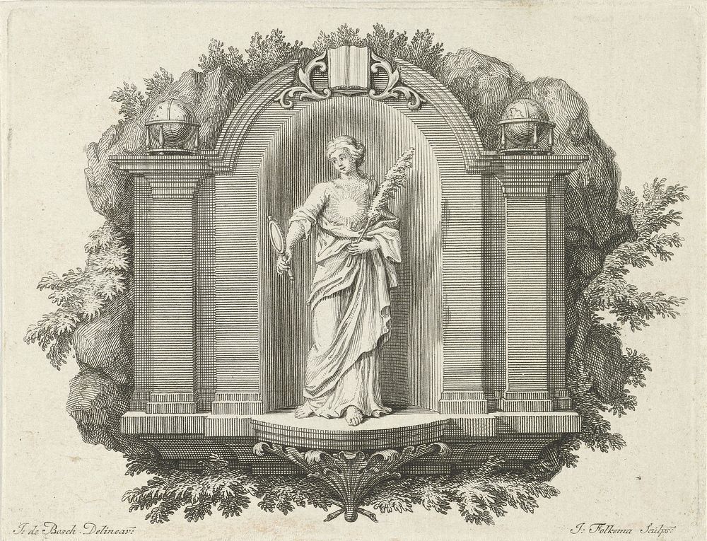 Vignet met de personificatie van Waarheid (1723 - 1767) by Jacob Folkema and Johannes de Bosch