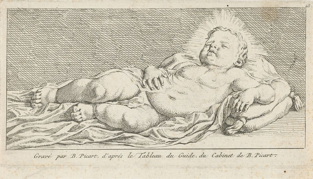 Slapend Christuskind (1710 - 1733) by Bernard Picart and Guido Reni
