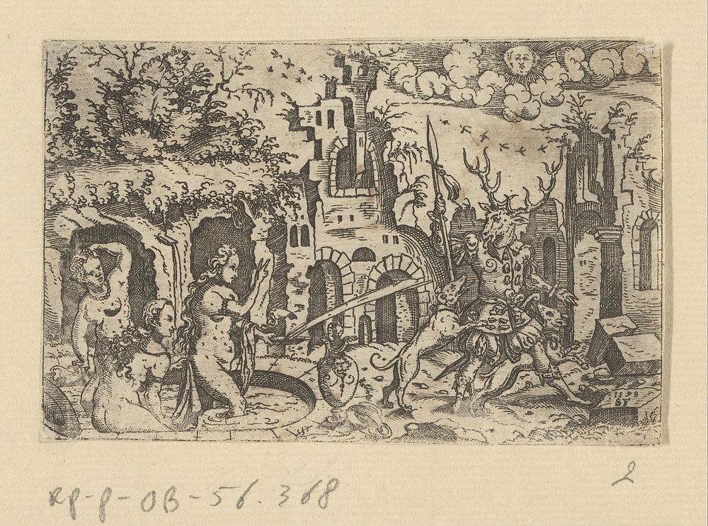 Diana en Aktaion (1558) by Monogrammist SF 16e eeuw and Virgilius Solis