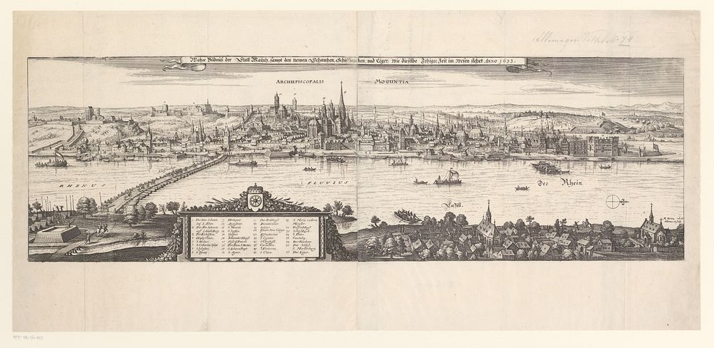 Gezicht op Mainz en de Rijn (1633) by Matthäus Merian I and Matthäus Merian I