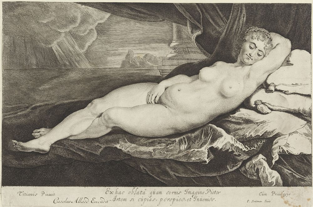 Venus of Danae (1616 - 1657) by Pieter Claesz Soutman, Titiaan and Carel Allard