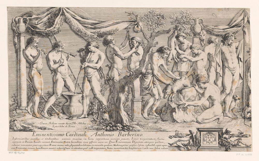 Reliëf met mannen die dieren villen (1631 - 1691) by Israël Silvestre, Jean Lepautre, Adam Philippon, François de Poilly I…