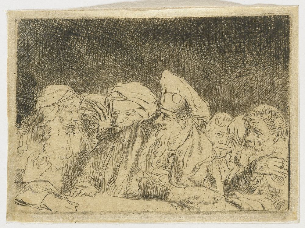 The Hundred Guilder Print: the figures leaning on the wall in the centre left (1775 - 1800) by Rembrandt van Rijn, William…