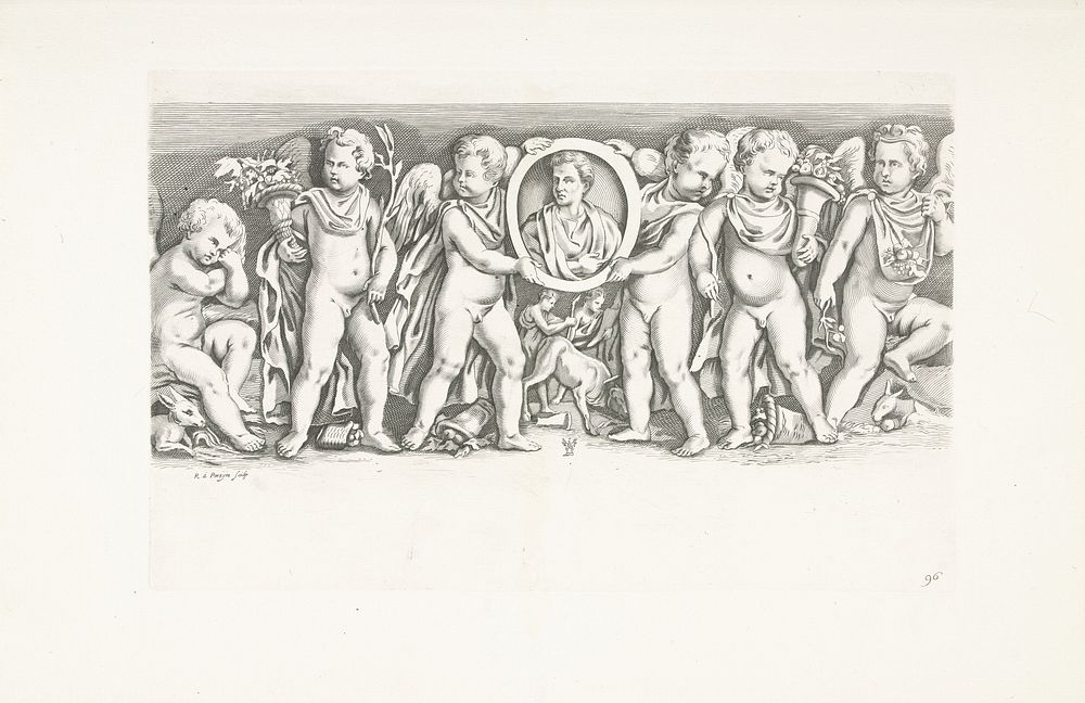 Bas-reliëf van een groep putti (1640) by Reinier van Persijn